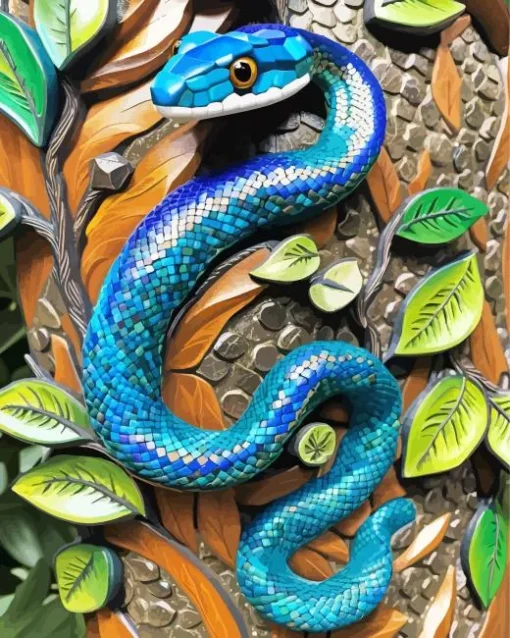 Blue Racer Snake Diamond Painting