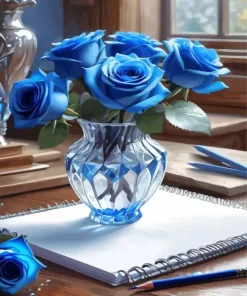 Blue Rose Vase Diamond Painting