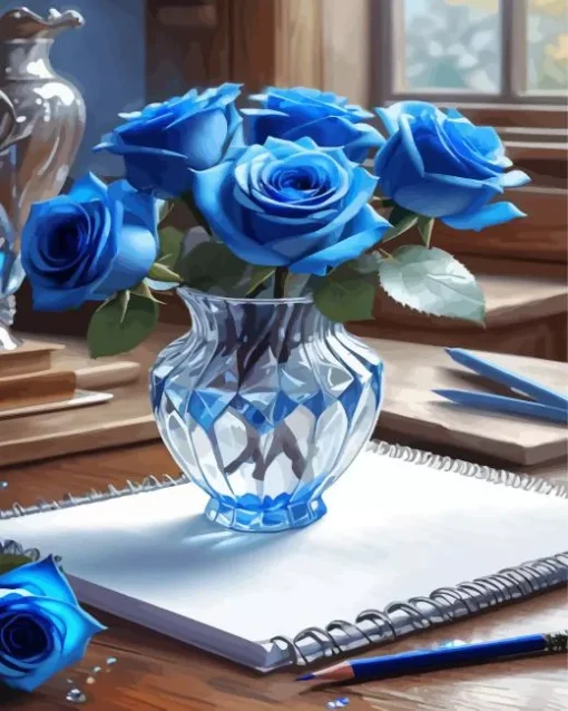 Blue Rose Vase Diamond Painting