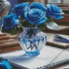 Blue Rose Vase Diamond Painting