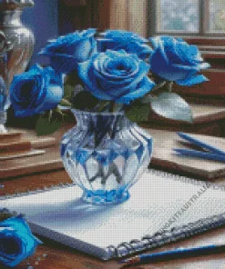 Blue Rose Vase Diamond Painting