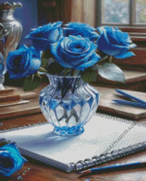 Blue Rose Vase Diamond Painting