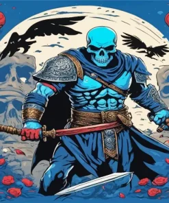 Blue Skull Warrior Diamond Painting