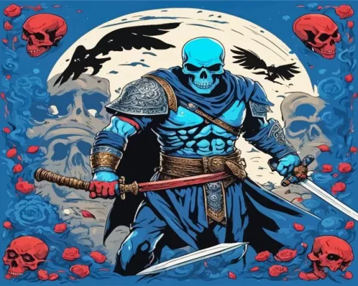 Blue Skull Warrior Diamond Painting