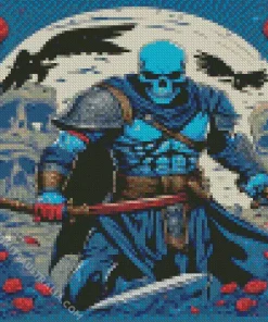 Blue Skull Warrior Diamond Painting