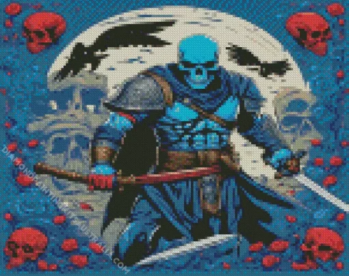 Blue Skull Warrior Diamond Painting