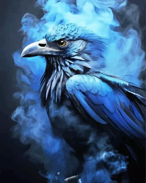 Blue Smoke Crow Diamond Painting