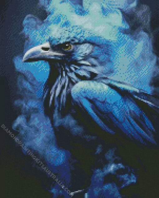 Blue Smoke Crow Diamond Painting