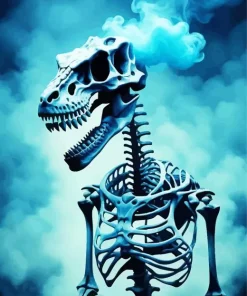 Blue Smoke Dinosaur Skeleton Diamond Painting