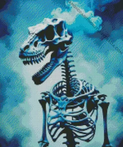 Blue Smoke Dinosaur Skeleton Diamond Painting