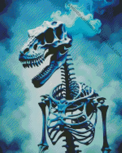 Blue Smoke Dinosaur Skeleton Diamond Painting