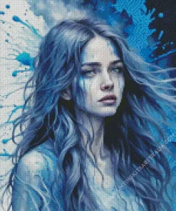 Blue Splatter Girl Diamond Painting