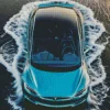 Blue Tesla Car Diamond Painting