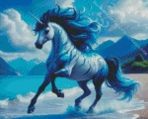 Blue Unicorn Diamond Painting