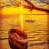 Boat At Sunset Diamond Painting