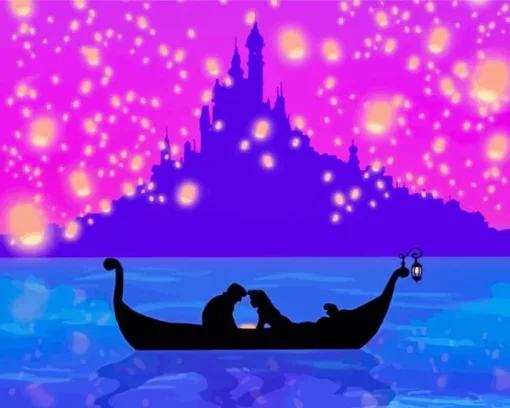 Boat From Tangled Silhouette Diamond Painting