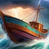 Boat In Storm Diamond Painting