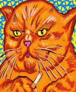 Cat Smoking Cigarette Diamond Painting