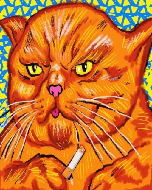 Cat Smoking Cigarette Diamond Painting