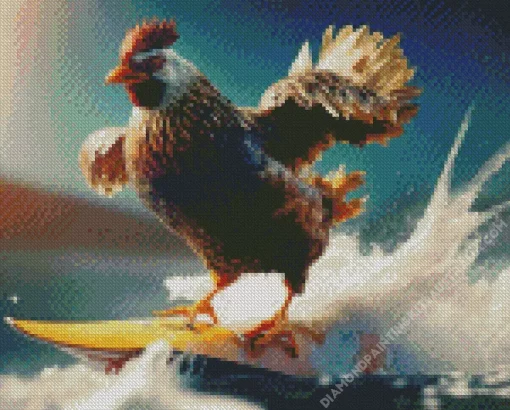 Chicken Surfing Diamond Painting