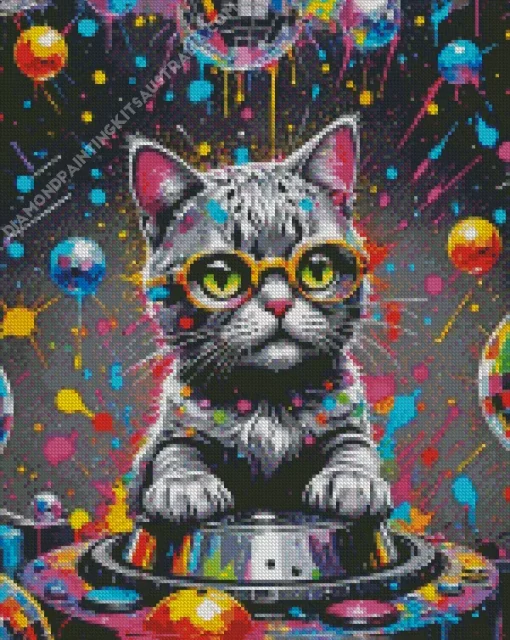 Colorful Dj Cat Diamond Painting