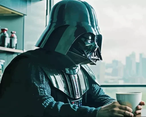 Darth Vader Drinking Coffee Diamond Painting
