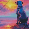 Dog At Sunset Diamond Painting