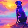 Dog At Sunset Diamond Painting