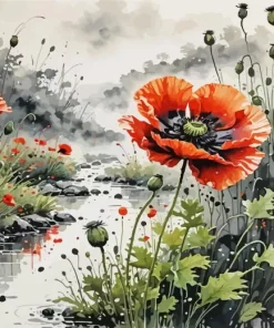 Flower Poppy Art Diamond Painting