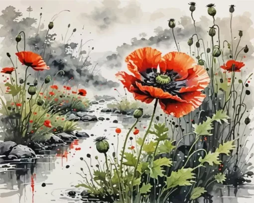 Flower Poppy Art Diamond Painting