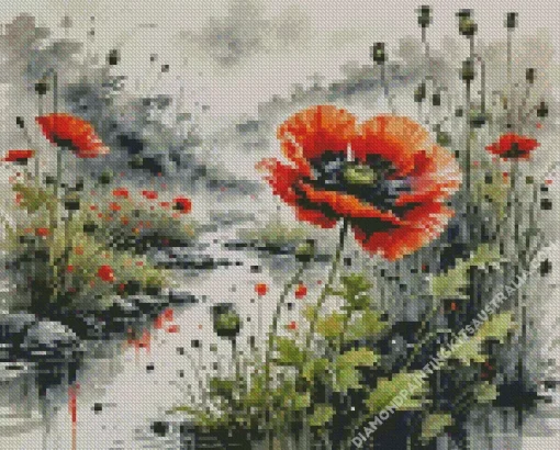 Flower Poppy Art Diamond Painting