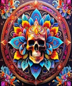 Flower Skull Mandala Art Diamond Painting