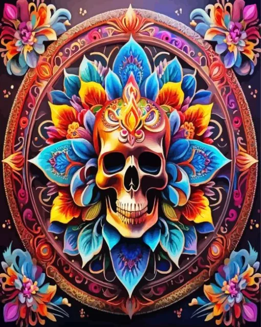 Flower Skull Mandala Art Diamond Painting