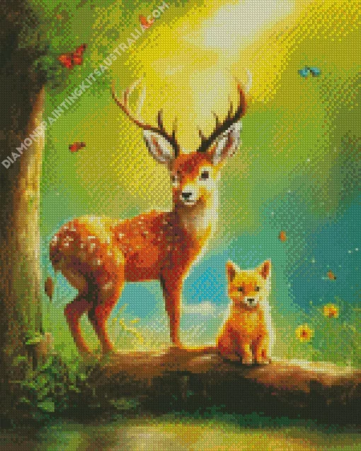 Fox And Gazelle Diamond Painting