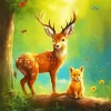 Fox And Gazelle Diamond Painting