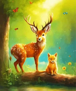 Fox And Gazelle Diamond Painting