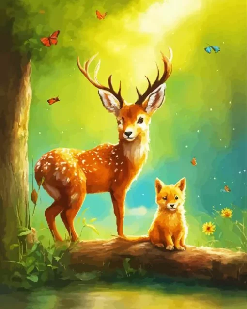 Fox And Gazelle Diamond Painting