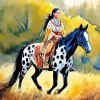 Girl Riding Black Appaloosa Diamond Painting