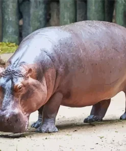 Gray Hippopotamus Diamond Painting