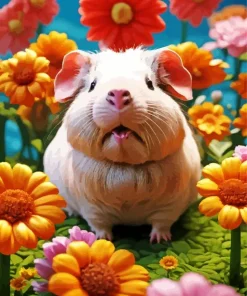 Guinea Pig Flower Diamond Painting