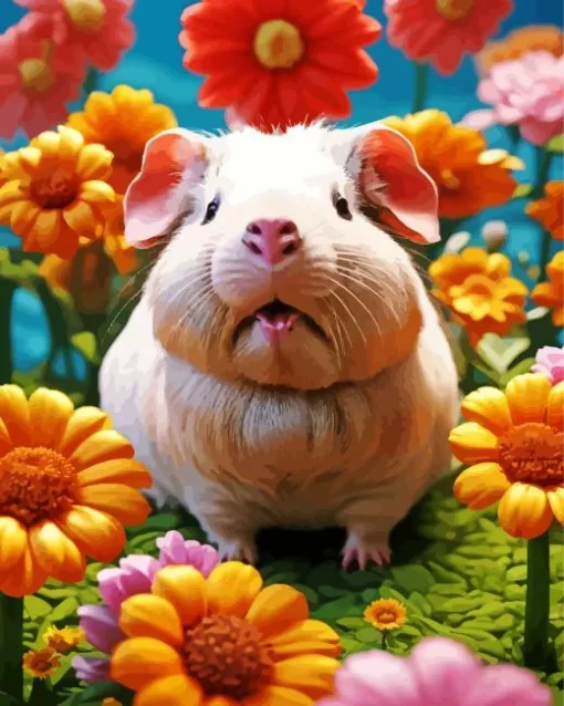 Guinea Pig Flower Diamond Painting