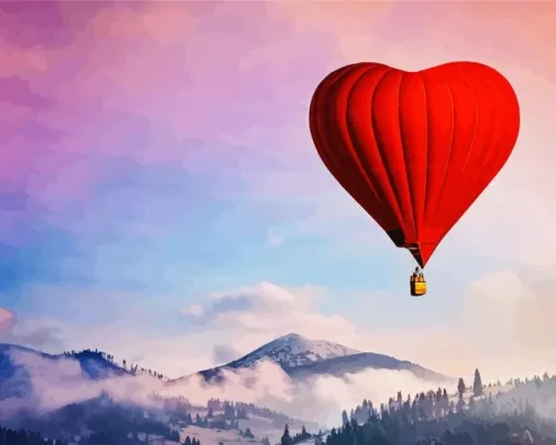 Heart Air Balloon Diamond Painting