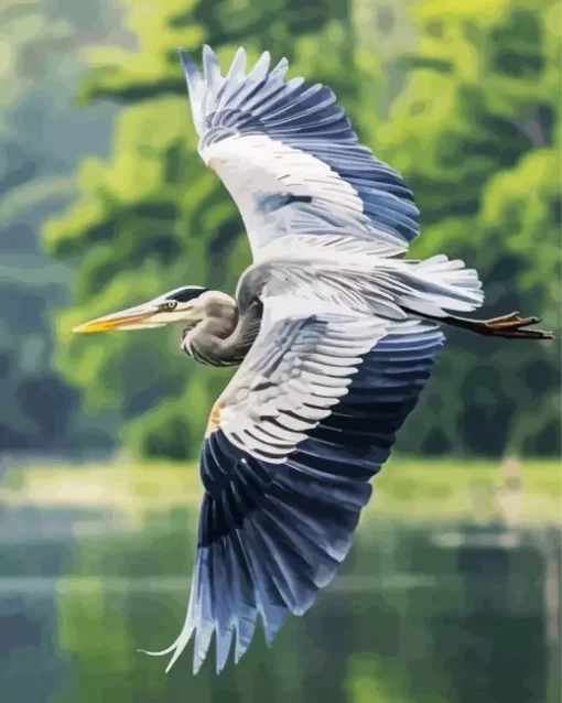 Heron Bird Flying Diamond Painting