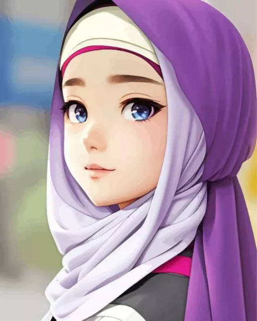 Hijab Anime Girl Diamond Painting