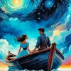 Lovers On Boat Diamond Painting