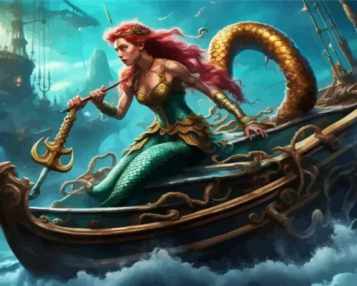 Mermaid On Boat Diamond Painting