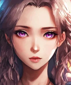 Purple Eyes Girl Diamond Painting