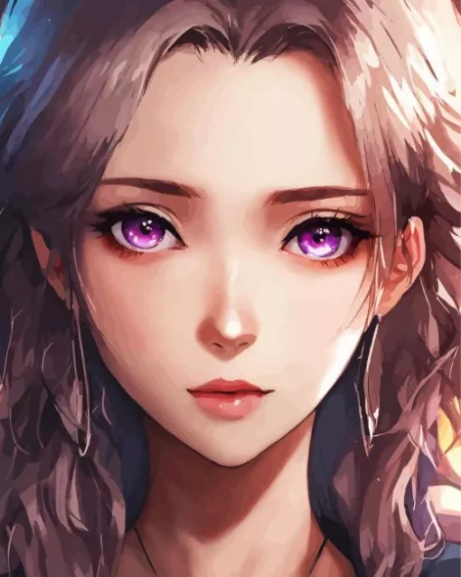 Purple Eyes Girl Diamond Painting