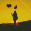 Silhouette Girl With Balloons Diamond Painting