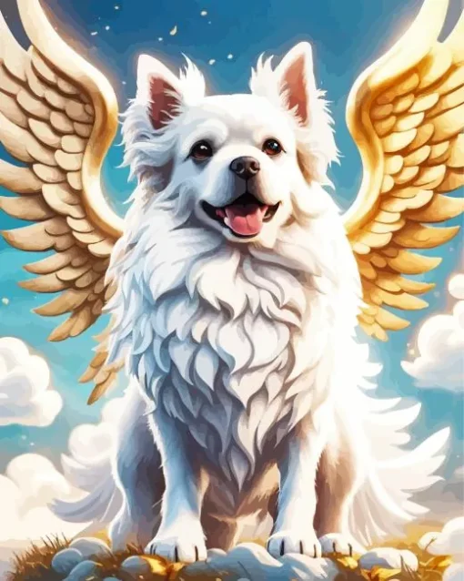 White Dog Angel Art Diamond Painting